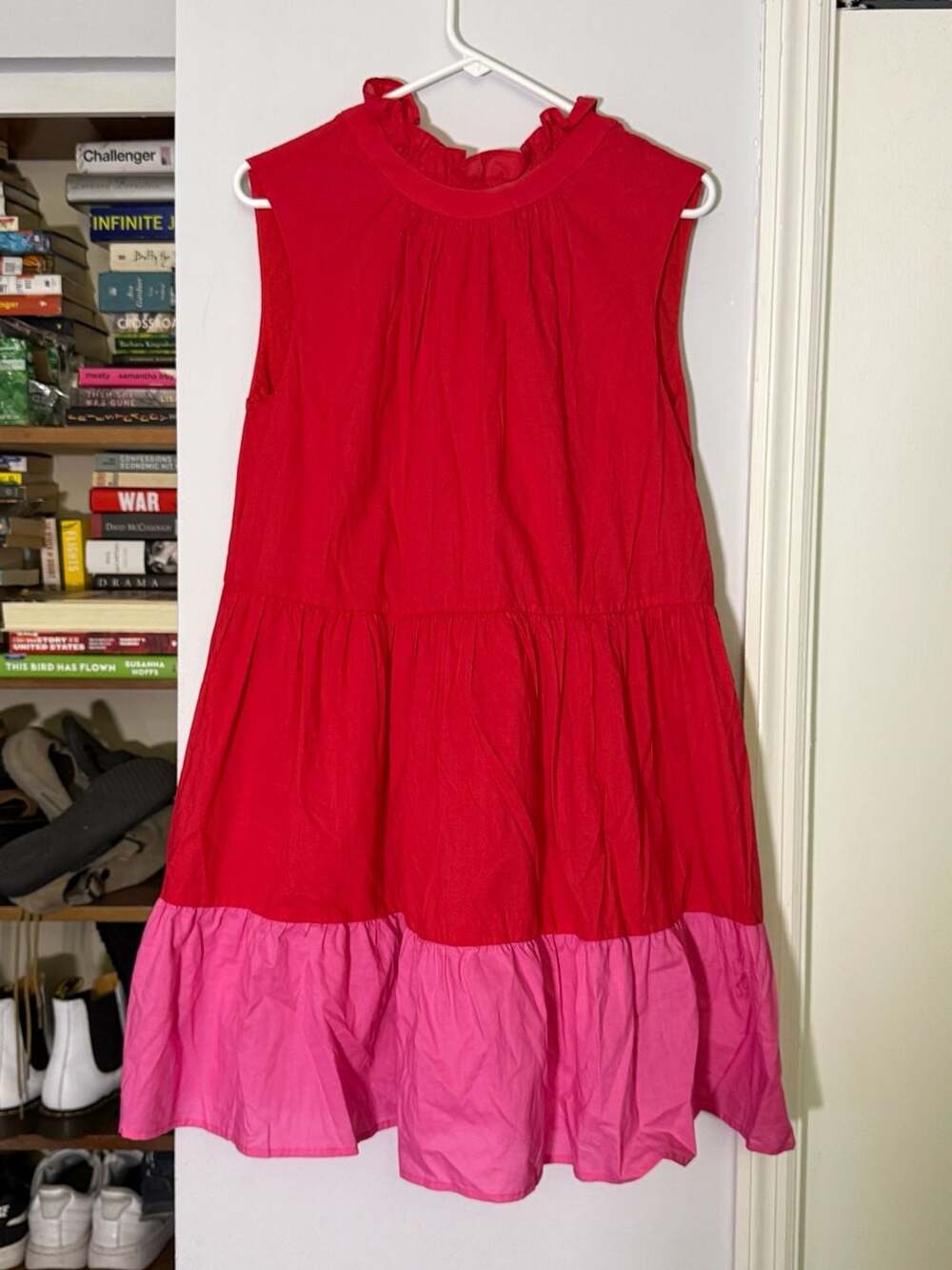 Petal & Pup Bradshaw Tiered Mini Dress Red Pink Size M